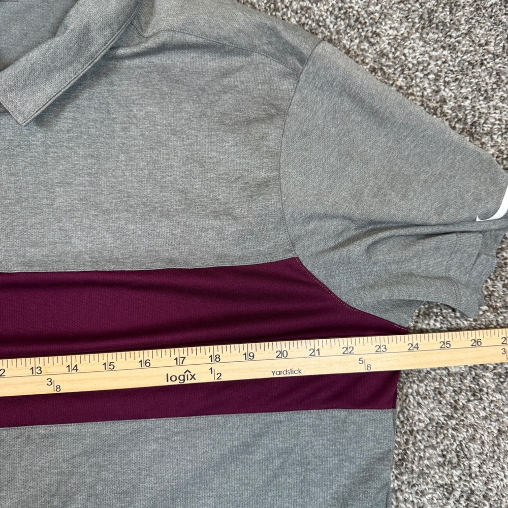 Nike Golf‎ Dri-FIT Polo Shirt Mens Extra Large XL Gray Maroon - Picture 3 of 9